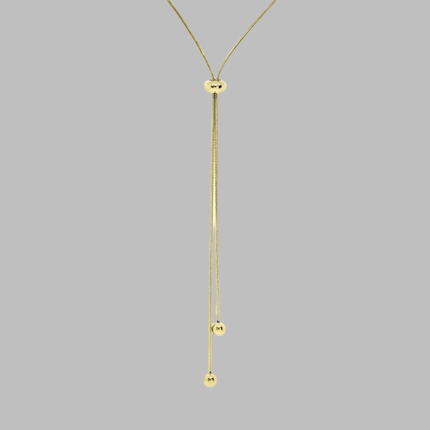 title:Double Drop Adjustable Snake Chain Necklace;color:Gold