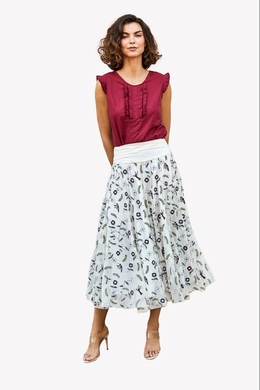 LOULOU DAMOUR Women's Mafalda Hummingbird Runway Emb. Skirt