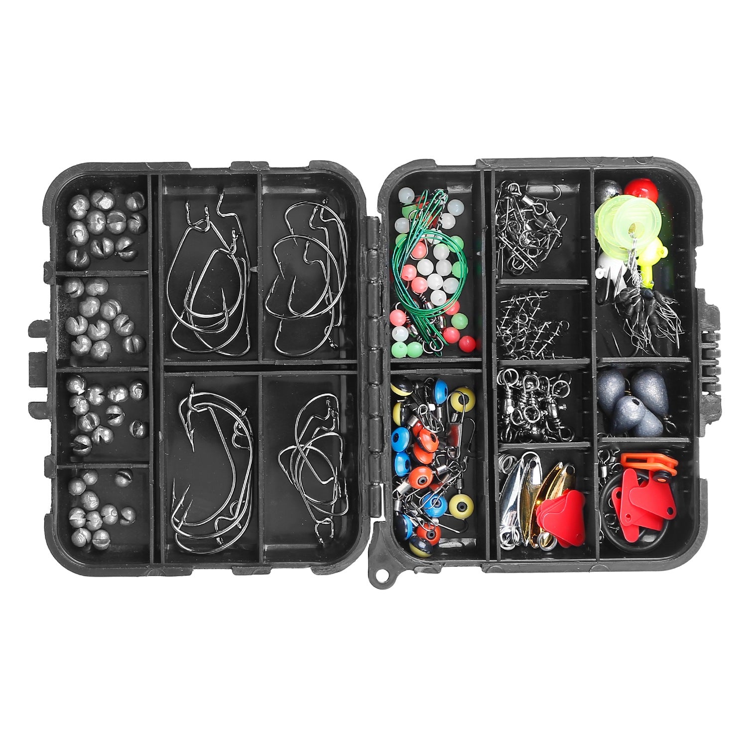 title:188Pcs Fishing Accessory Kit Portable Fishing Set Including Jig Hooks Sinker Weights Spoon Lure Removable Split Shot w/ Tackle Box;color:Multi