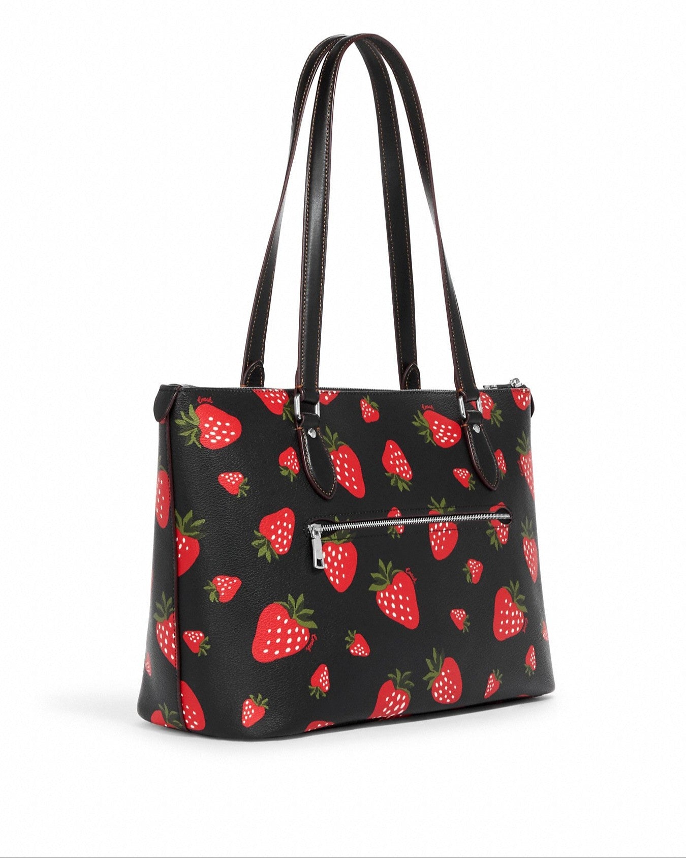 Coach Women's Black Multi Gallery Tote With Wild Strawberry Print