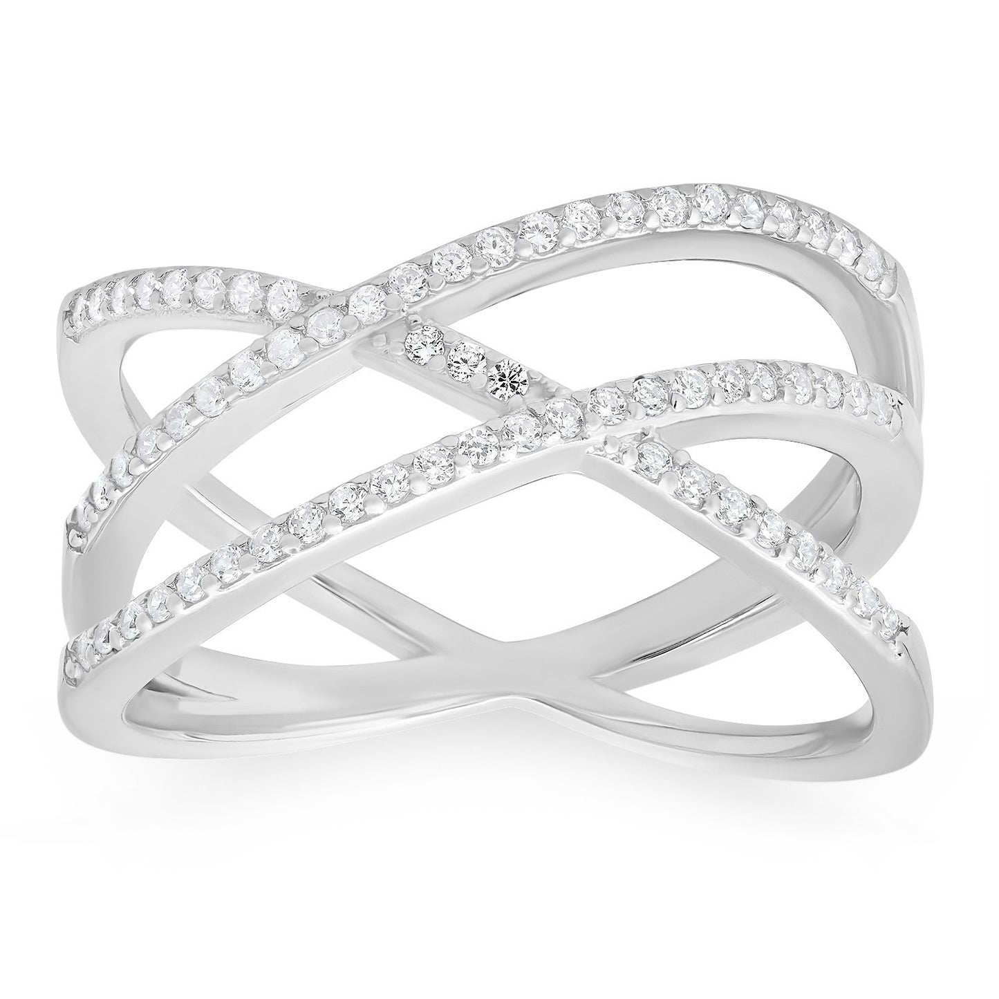 Sterling Silver Criss-Cross CZ Ring