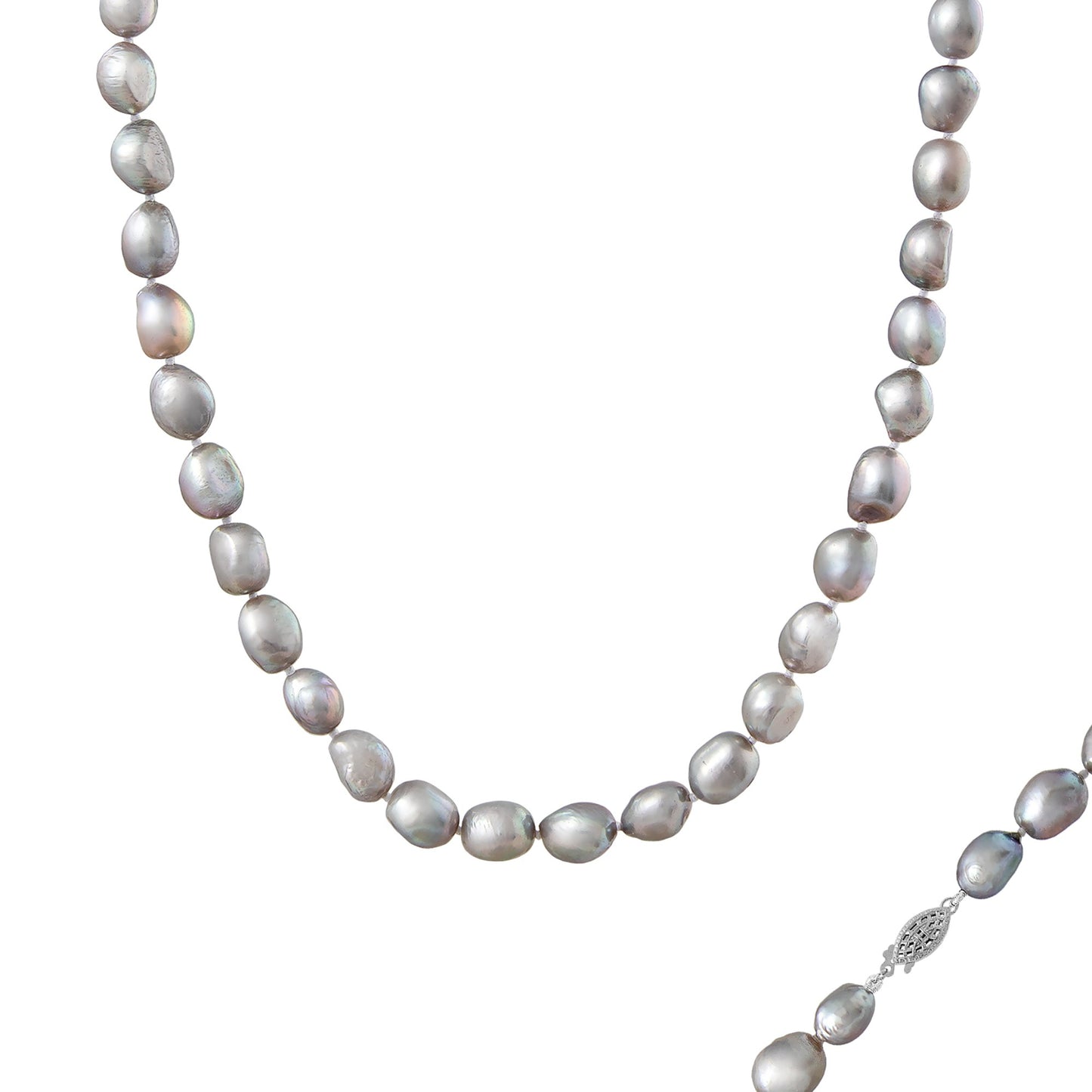 title:Splendid Pearls Pearl Necklace Silver;color:Gray