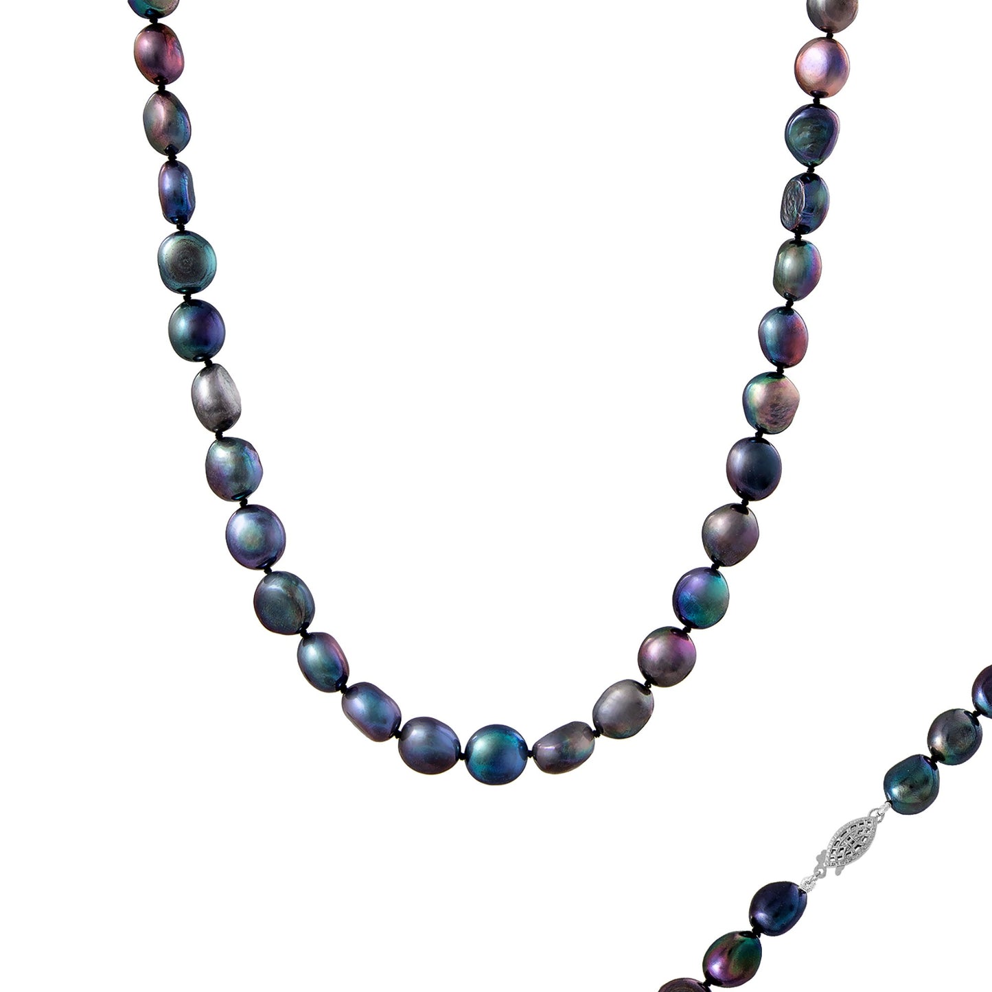 title:Splendid Pearls Pearl Necklace Silver;color:Black