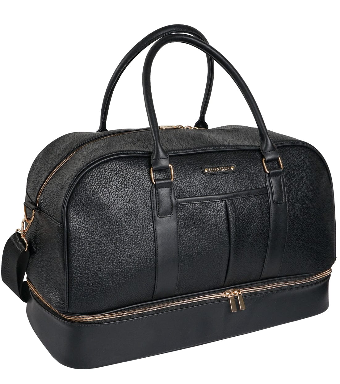 Ellen Tracy 20 Inch Pebble Grain Pocket Drop Bottom Duffel