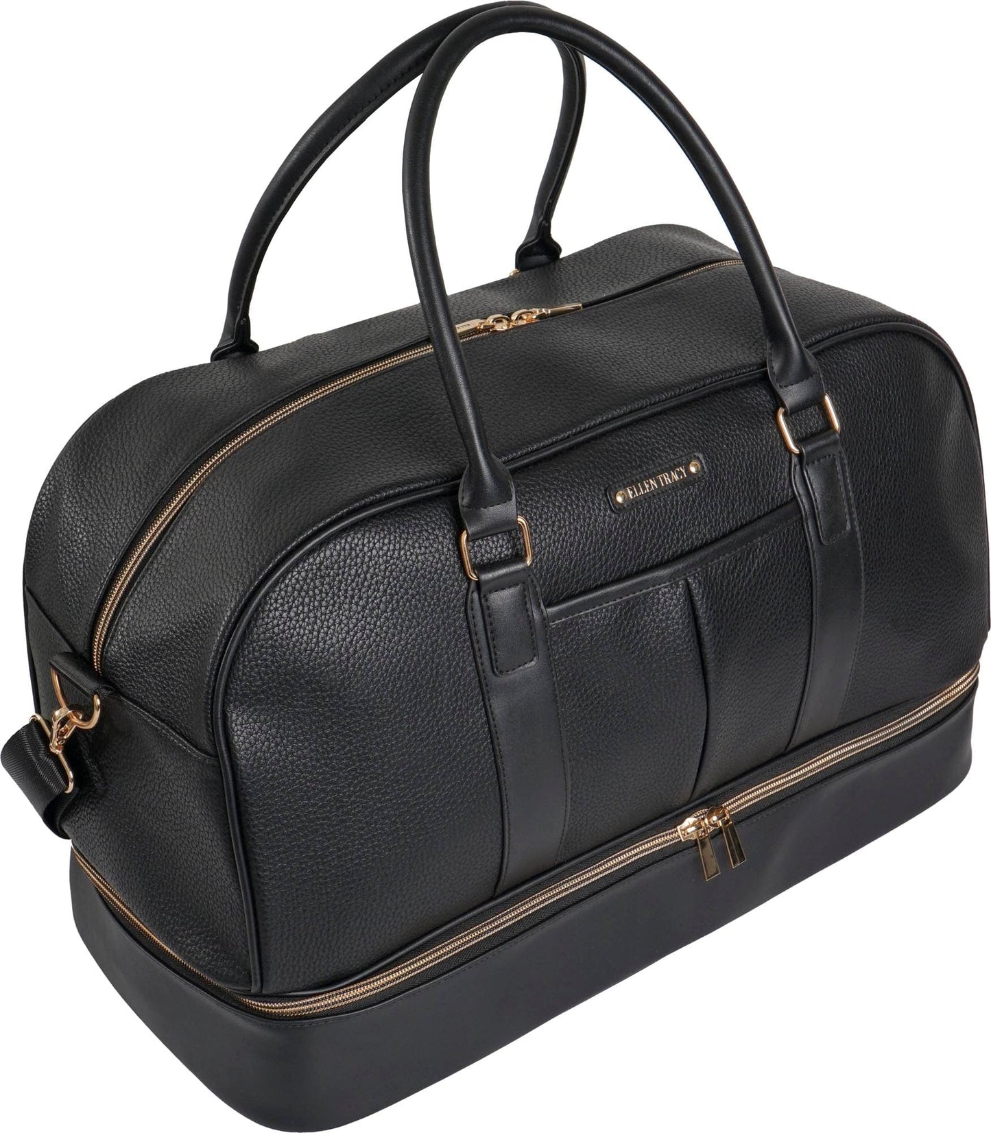 Ellen Tracy 20 Inch Pebble Grain Pocket Drop Bottom Duffel