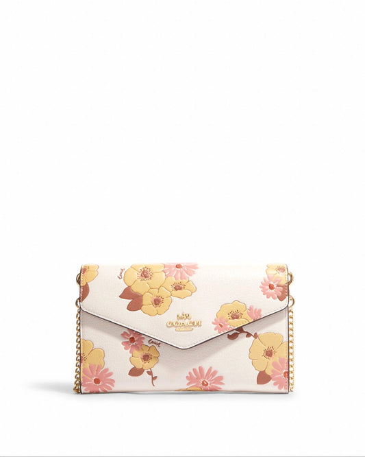 title:Coach Envelope Clutch Crossbody With Floral Cluster Print;color:Chalk Multi