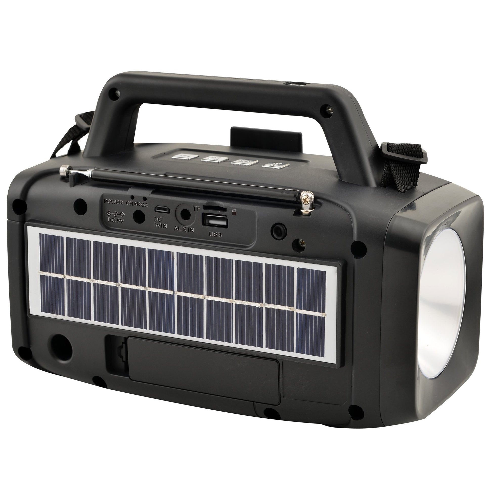 title:Supersonic Solar Power Speaker with FM Radio & LED Flashlight;color:Black