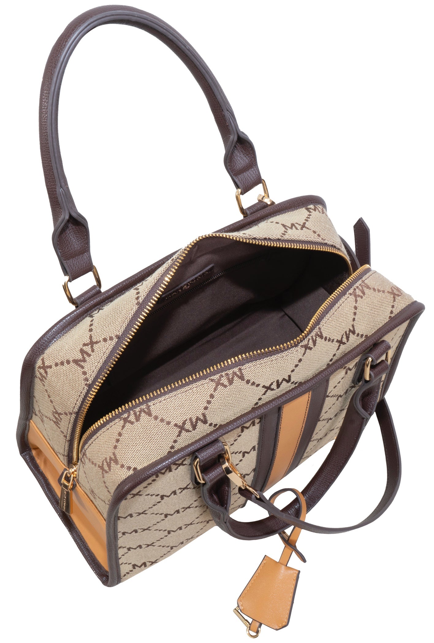 Max Studio Signature Jacquard Satchel Bag with Adjustable Crossbody Strap