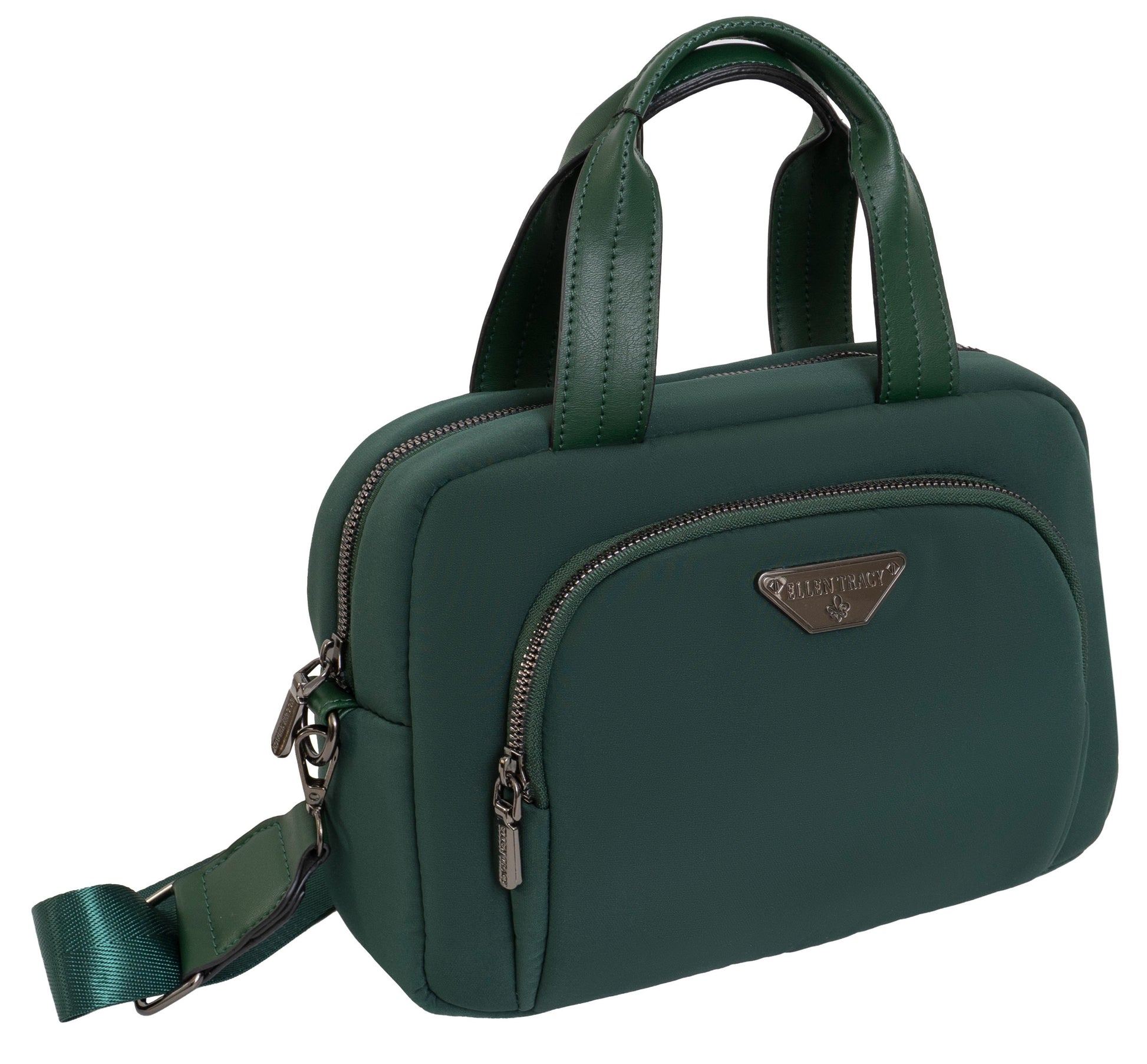 title:Ellen Tracy Nylon Crossbody ETH1144-243-DEM;color:243-DARK EMERALD