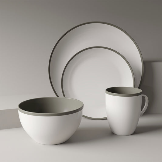 Safdie & Co. Dinnerware Set 16Piece 2 Tone Luna, Service for 4