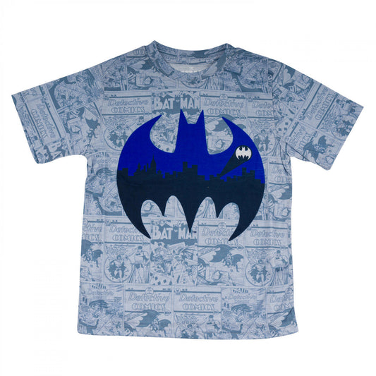 title:Batman Cityscape Detective Comics Youth T-Shirt;color:Grey