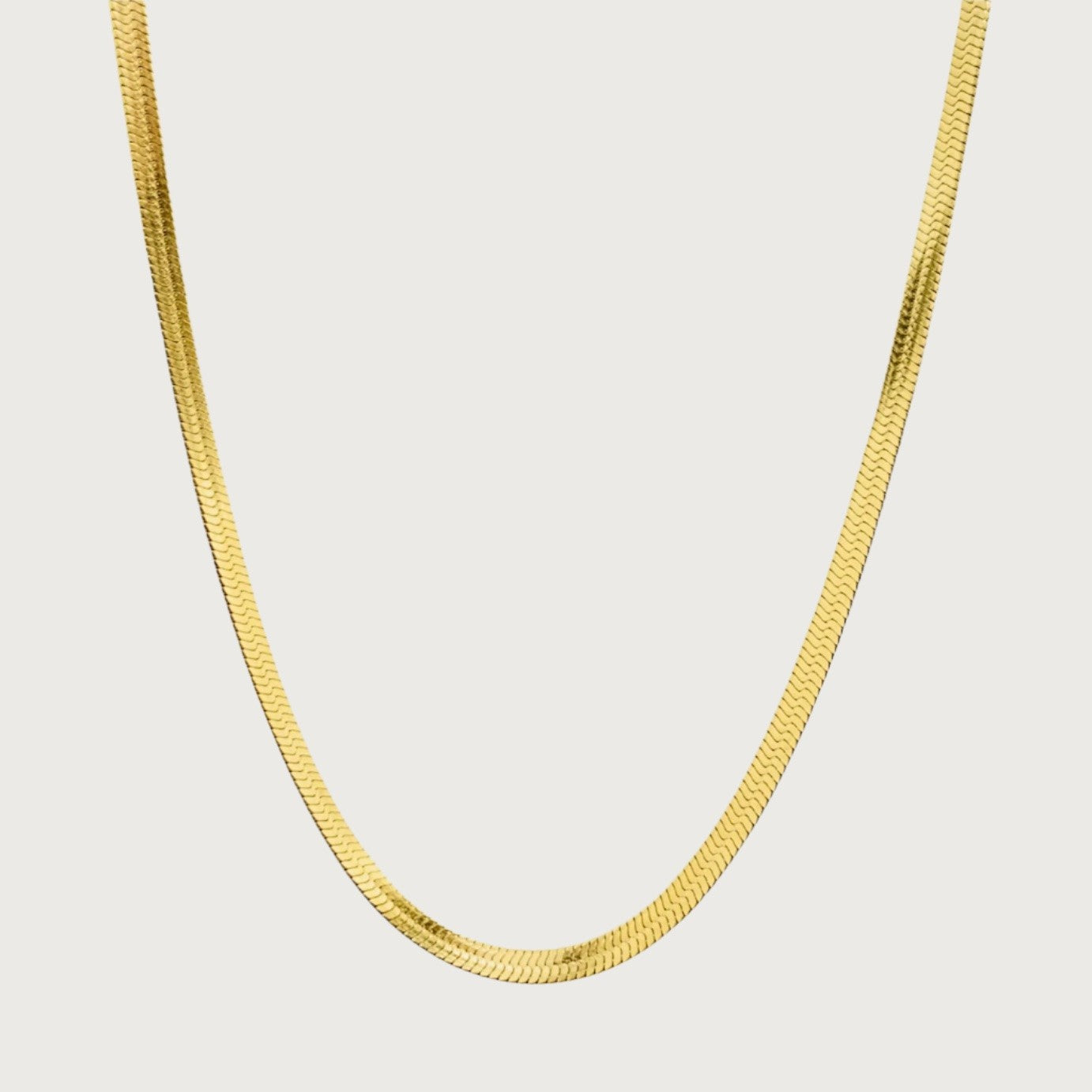 title:Elegant Herringbone 4mm Chain Necklace;color:Gold