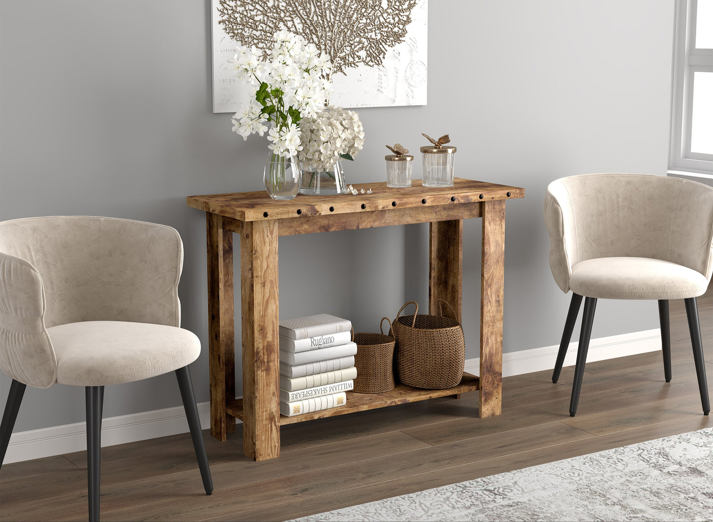 Safdie & Co. Console Table 39L Brown Reclaimed Wood 1 Shelf