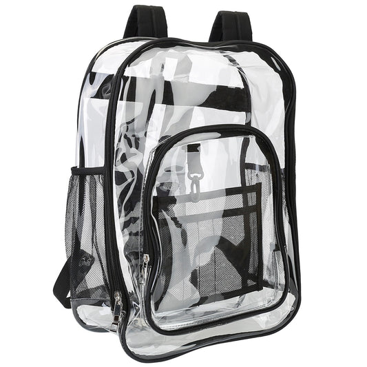 title:Clear Backpack Heavy Duty Transparent Book Bag Waterproof PVC Clear Backpack 5.3Gal with Reinforced Strap for College Workplace;color:Black