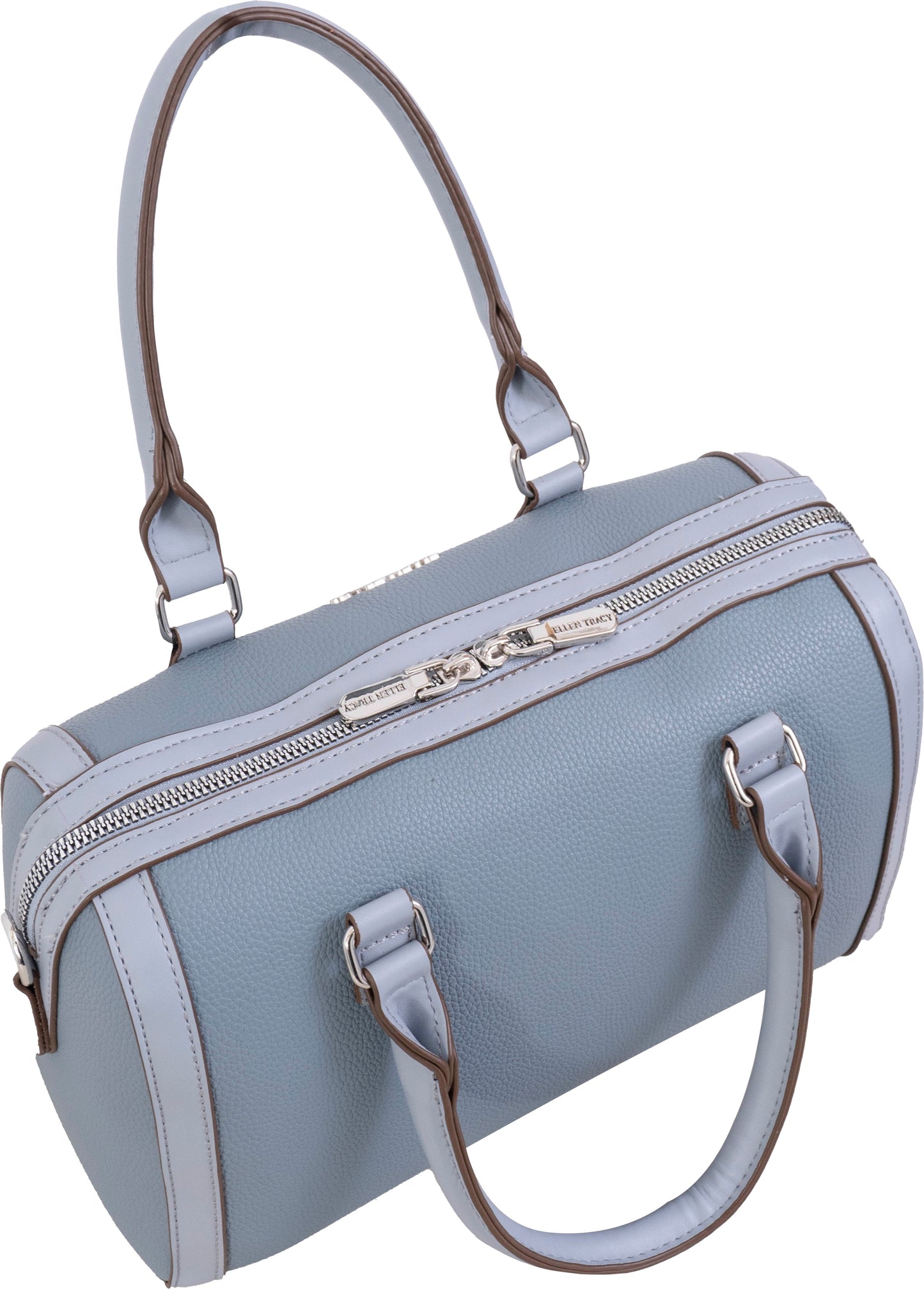 Ellen Tracy Barrel Satchel with Front Chunky Chain Detail