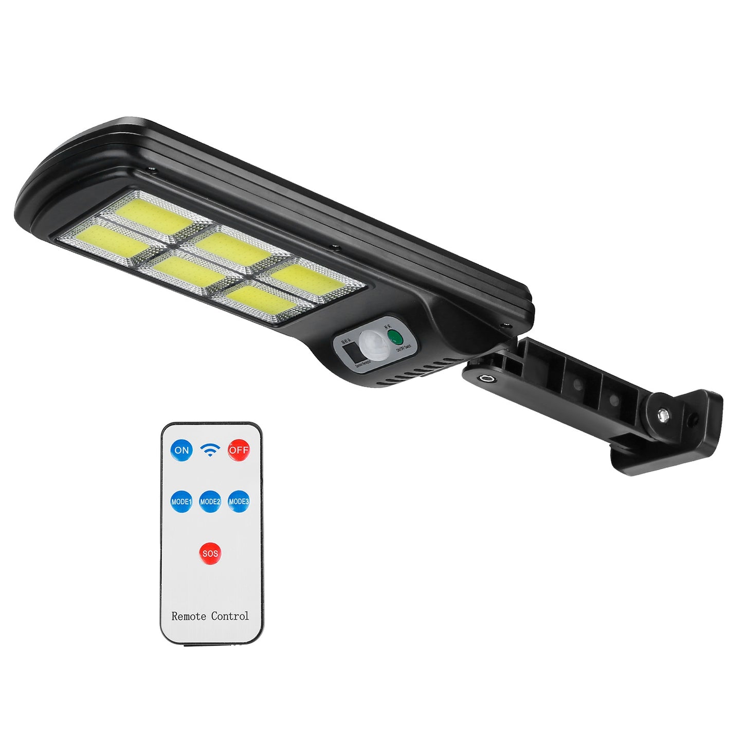 title:Solar Powered Wall Lights Outdoor 128LED Beads Motion Sensor Lamp IP65 Waterproof 3 Modes Sensor Light W/ Remote Control For Street Front Door Deck;color:Black