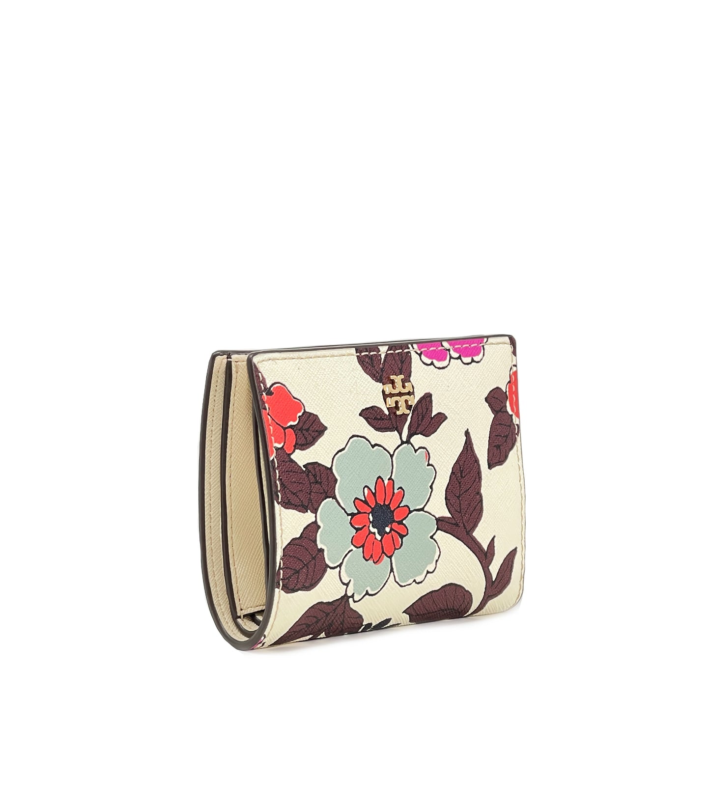 Tory Burch Cream Red Blue Wallpaper Floral Emerson Printed Mini Wallet