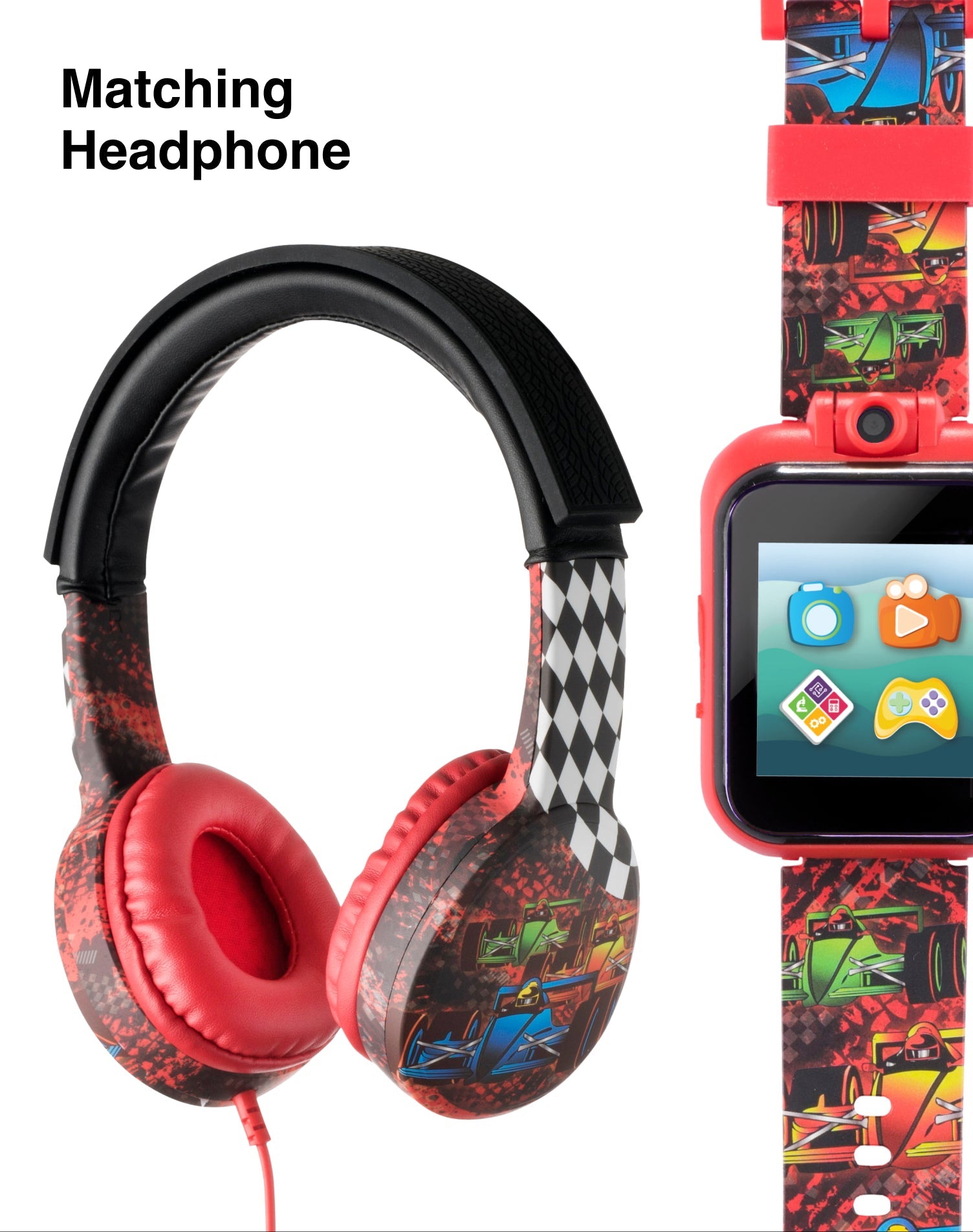 PlayZoom 2 Kids Smartwatch with Headphones: Red Race Cars affordable smart watch with headphones