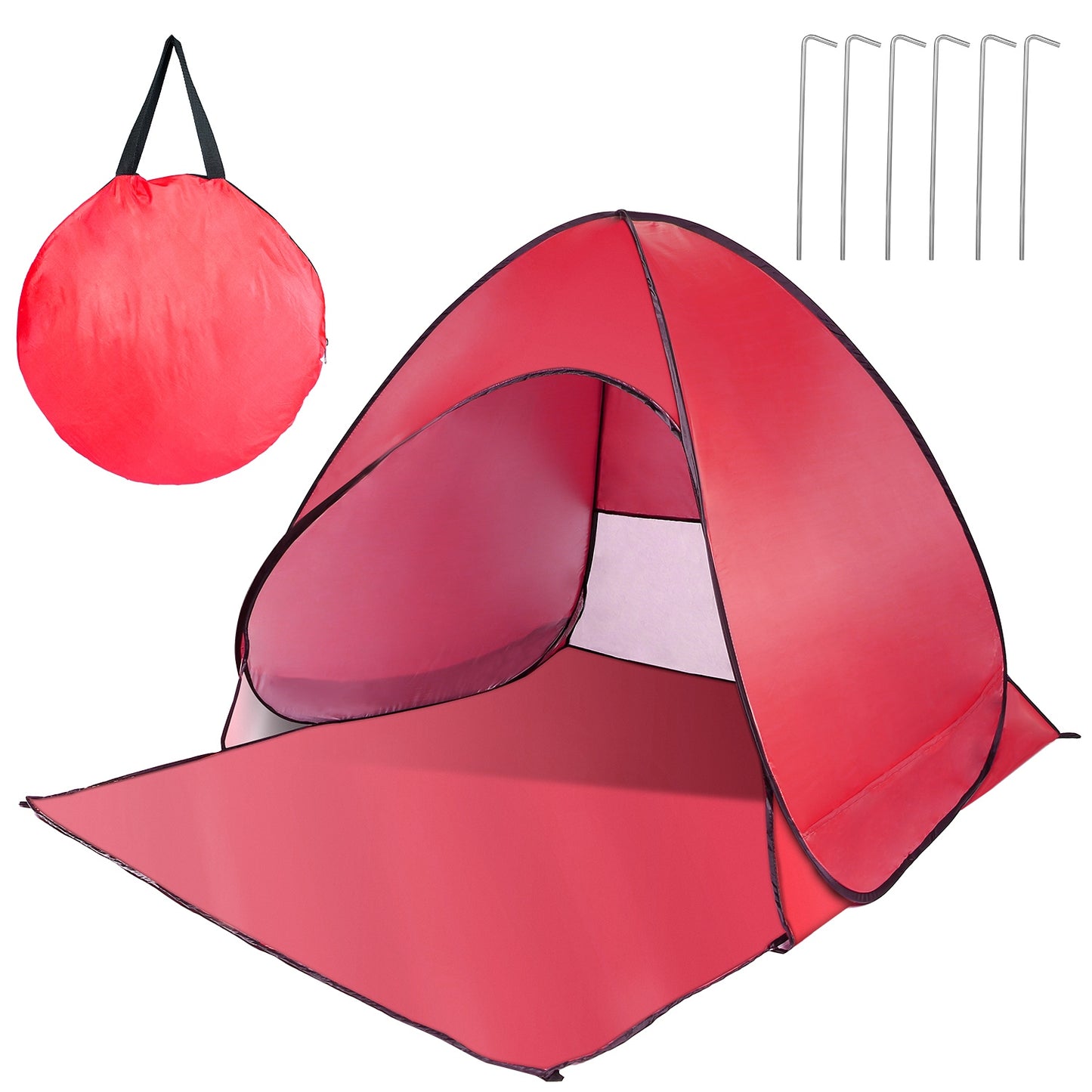 title:Pop Up Beach Tent Sun Shade Shelter Anti-UV Automatic Waterproof Tent Canopy for 2/3 Man w/ Net Window Storage Bag for Outdoor Beach Camping Fishing P;color:Red