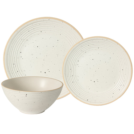 title:Safdie & Co. Dinnerset 12PC Stoneware Cream Speckle;color:Cream