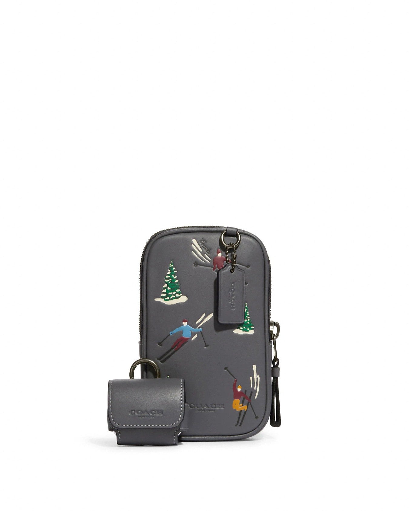 title:Coach Women's Industrial Grey Multifunction Phone Pack With Ski Slopes Print;color:Industrial Grey