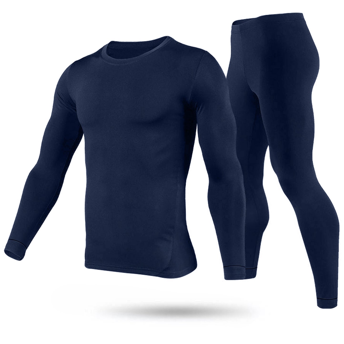 title:Men Thermal Underwear Set Long Johns Pants Long Sleeve Soft Underwear Kit Top Bottom Winter Sports Suits;color:Navy Blue