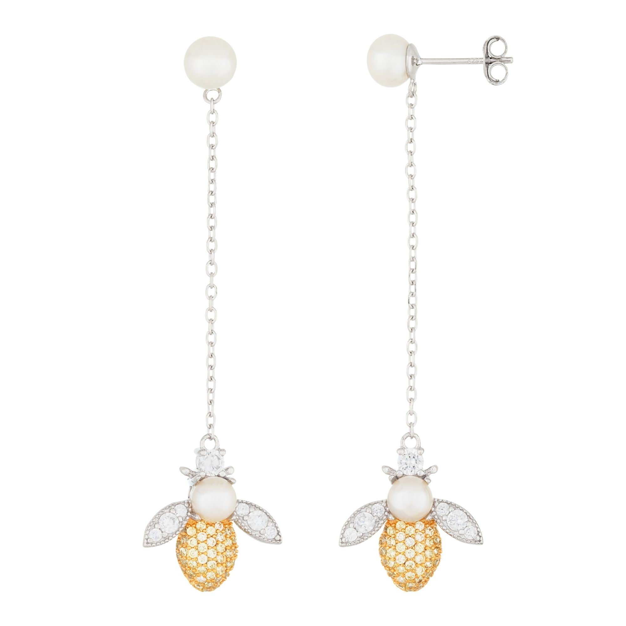 title:Splendid Pearls Sterling Silver Pearl Earrings ESR-490;color:White