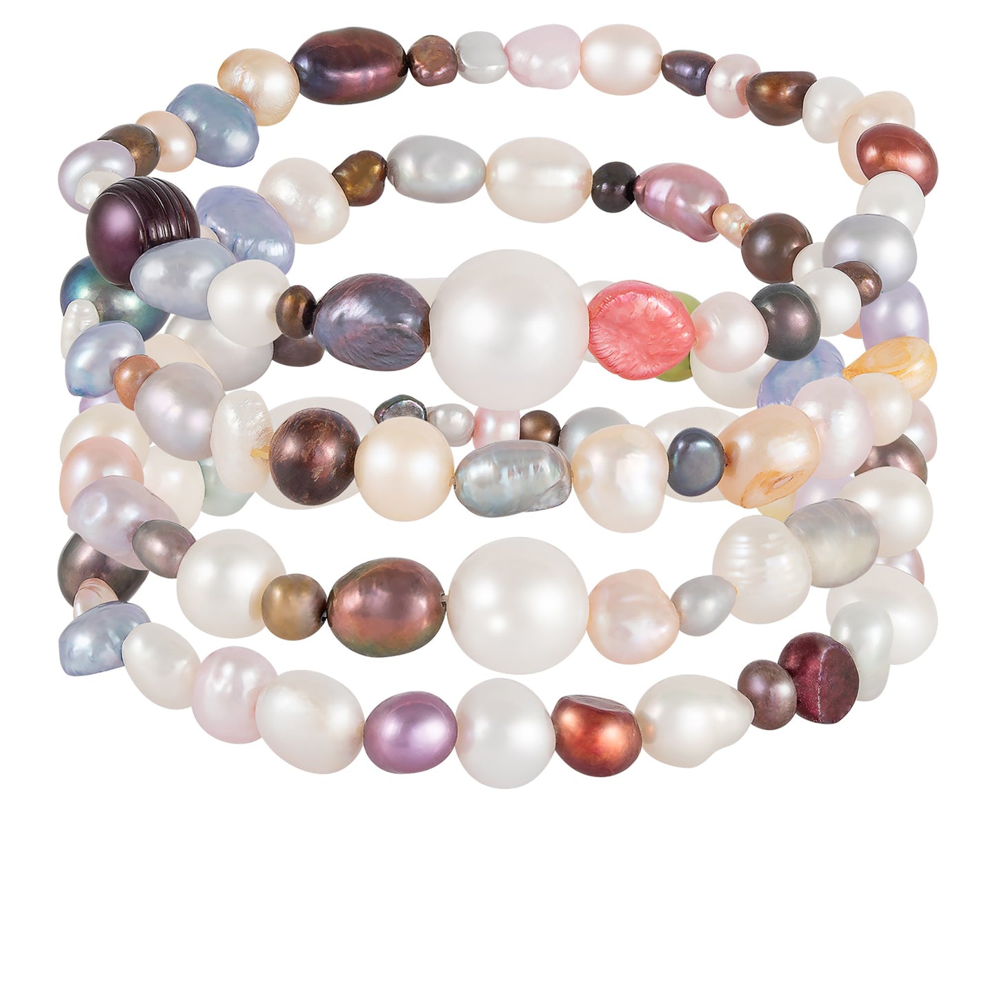 title:Splendid Pearls Set Of 4 Elastic Bracelets;color:Multicolor