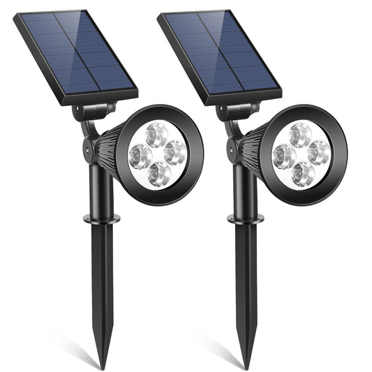 title:2Pcs Solar Spotlight Outdoor Dusk To Dawn Light Wall Path Lawn Garden Lamp Waterproof;color:Black