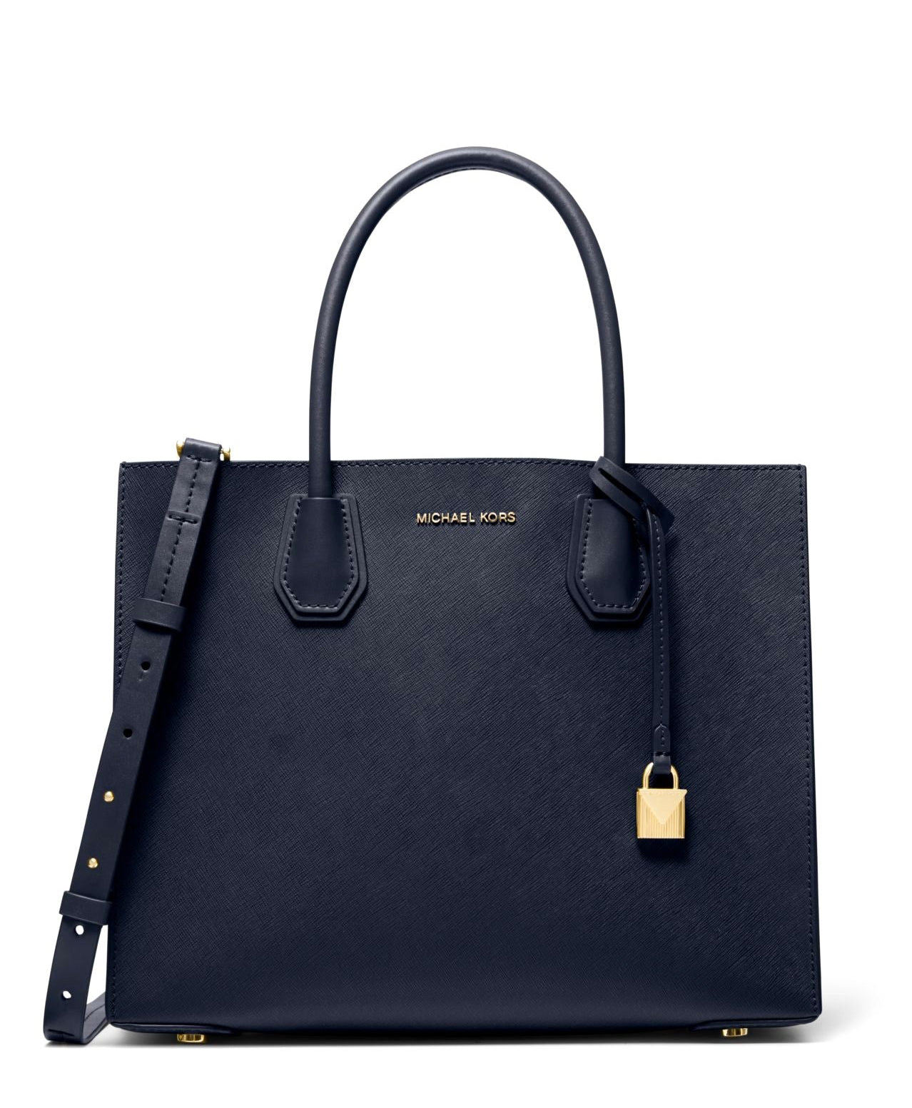 title:Michael Kors Women's Navy Mercer Large Saffiano Leather Tote Bag;color:Navy