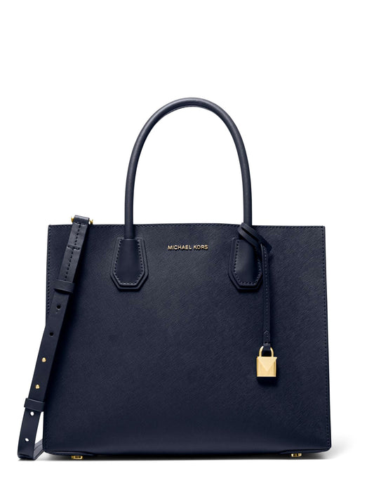 title:Michael Kors Women's Navy Mercer Large Saffiano Leather Tote Bag;color:Navy