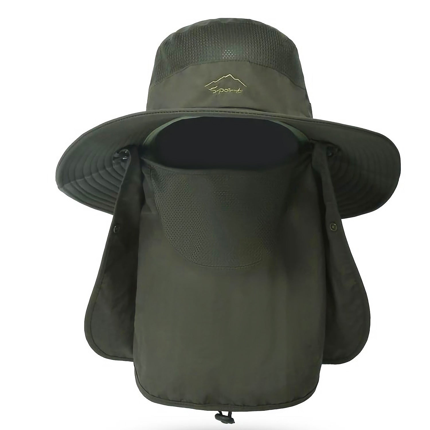 title:Fishing Bucket Hat Wide Brim Breathable Unisex Hat Sunlight-proof Removable Neck Face Fishing Cap For Fishing Hiking Traveling;color:Green