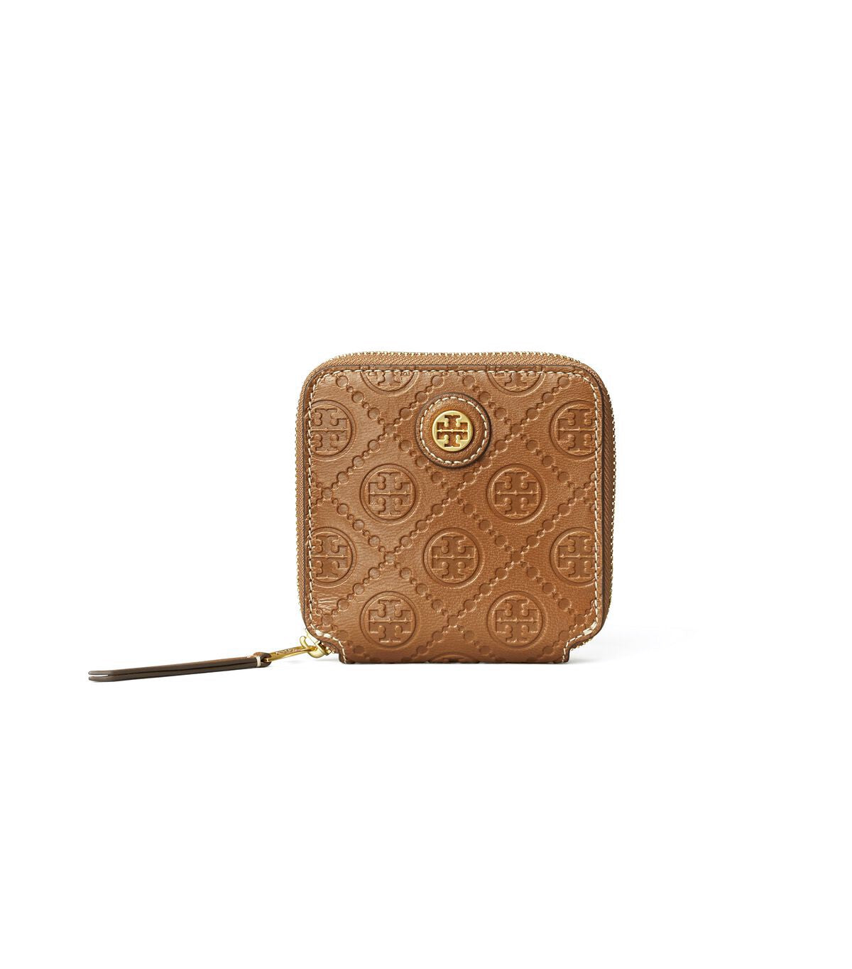 title:Tory Burch Moose T Monogram Leather Bi-Fold Wallet;color:Moose