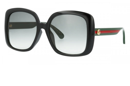 Gucci Oversized Square Frame Sunglasses 55MM - Black/ Green