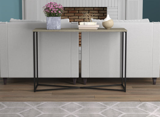 Safdie & Co. Console Table 44" Dark Taupe Black X Metal, Entryway or Sofa Table for Living Room