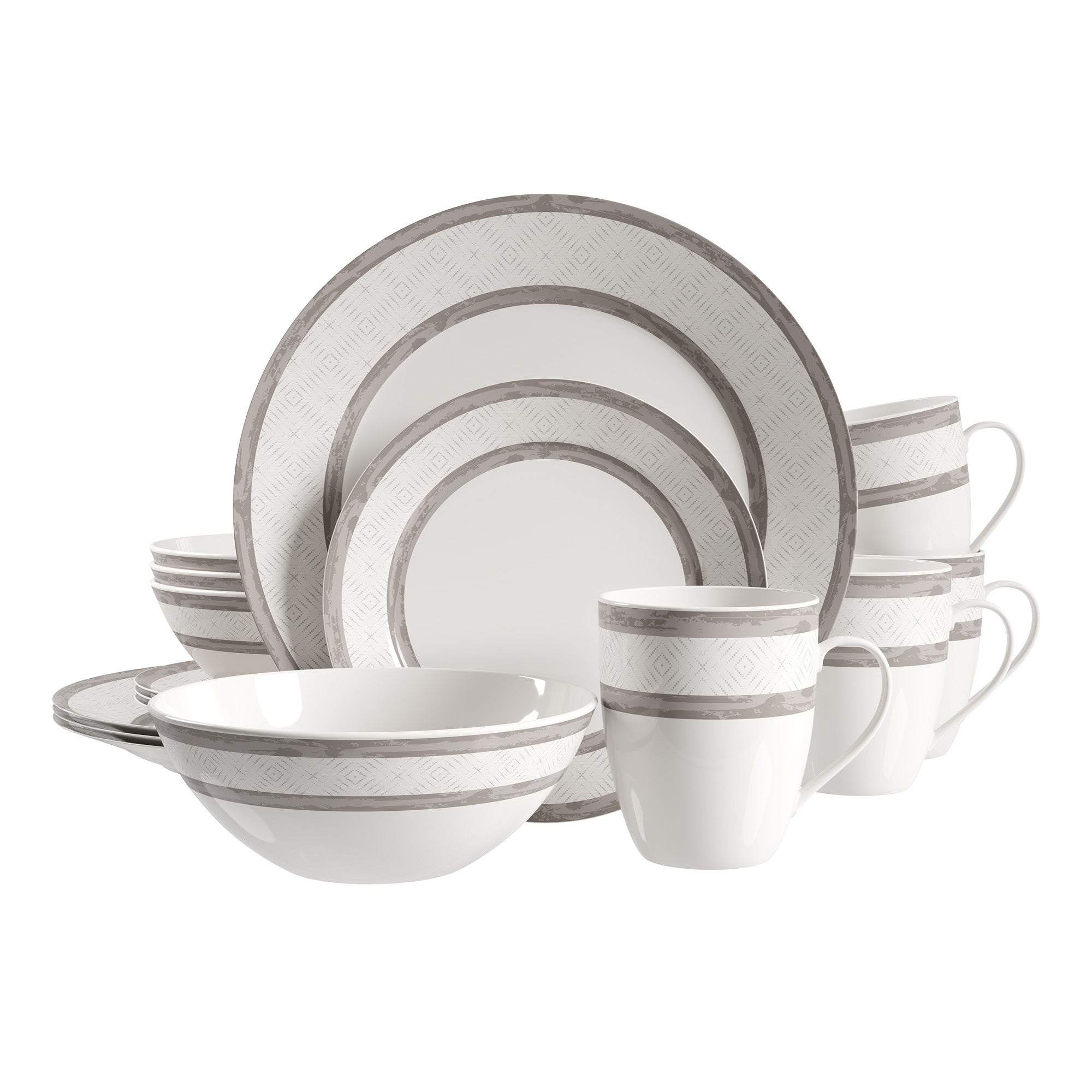 title:Safdie & Co. Luxury Premium Porcelain Dinnerset 16 Piece Set Newport;color:Multi