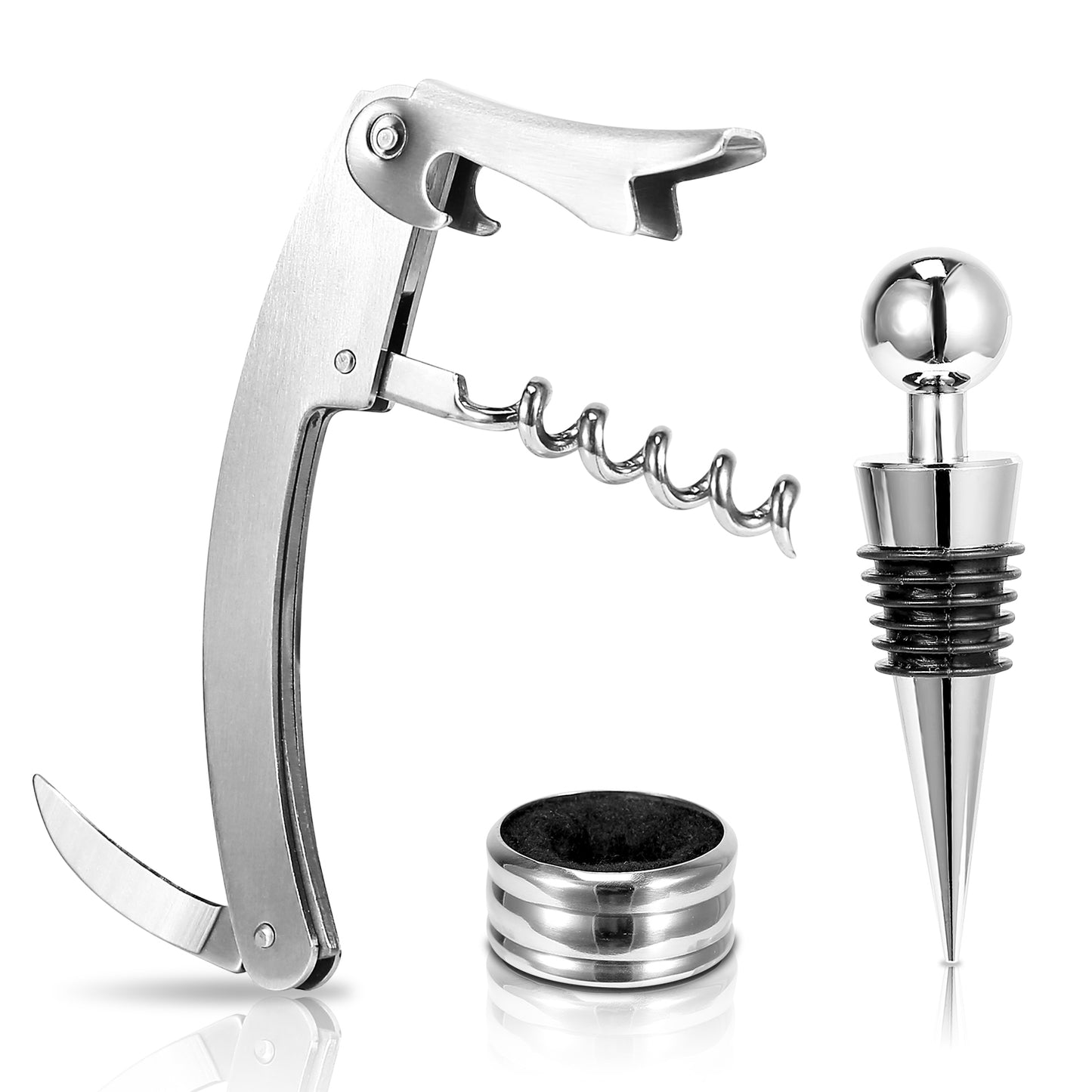 title:3Pcs Corkscrew Bottle Opener Set Tool Foil Cutter Drip Collar Protector Cork Stopper Wine Bottle Cap Opener;color:not applicable