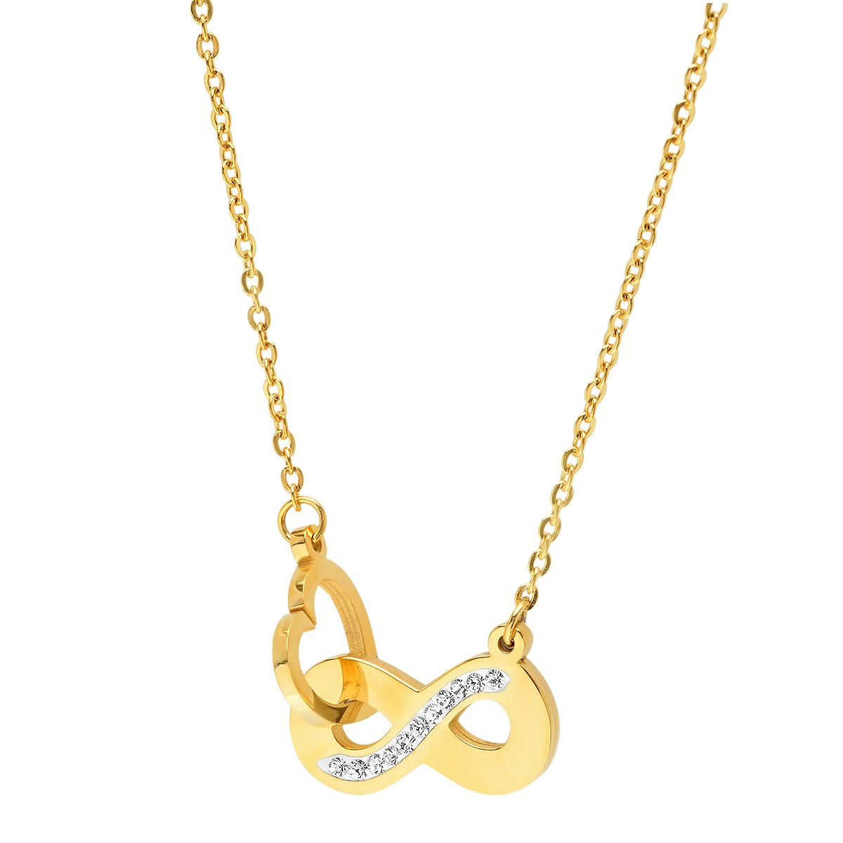 Infinity &Heart Interlocking Necklace Adorned With Swarovski Crystals