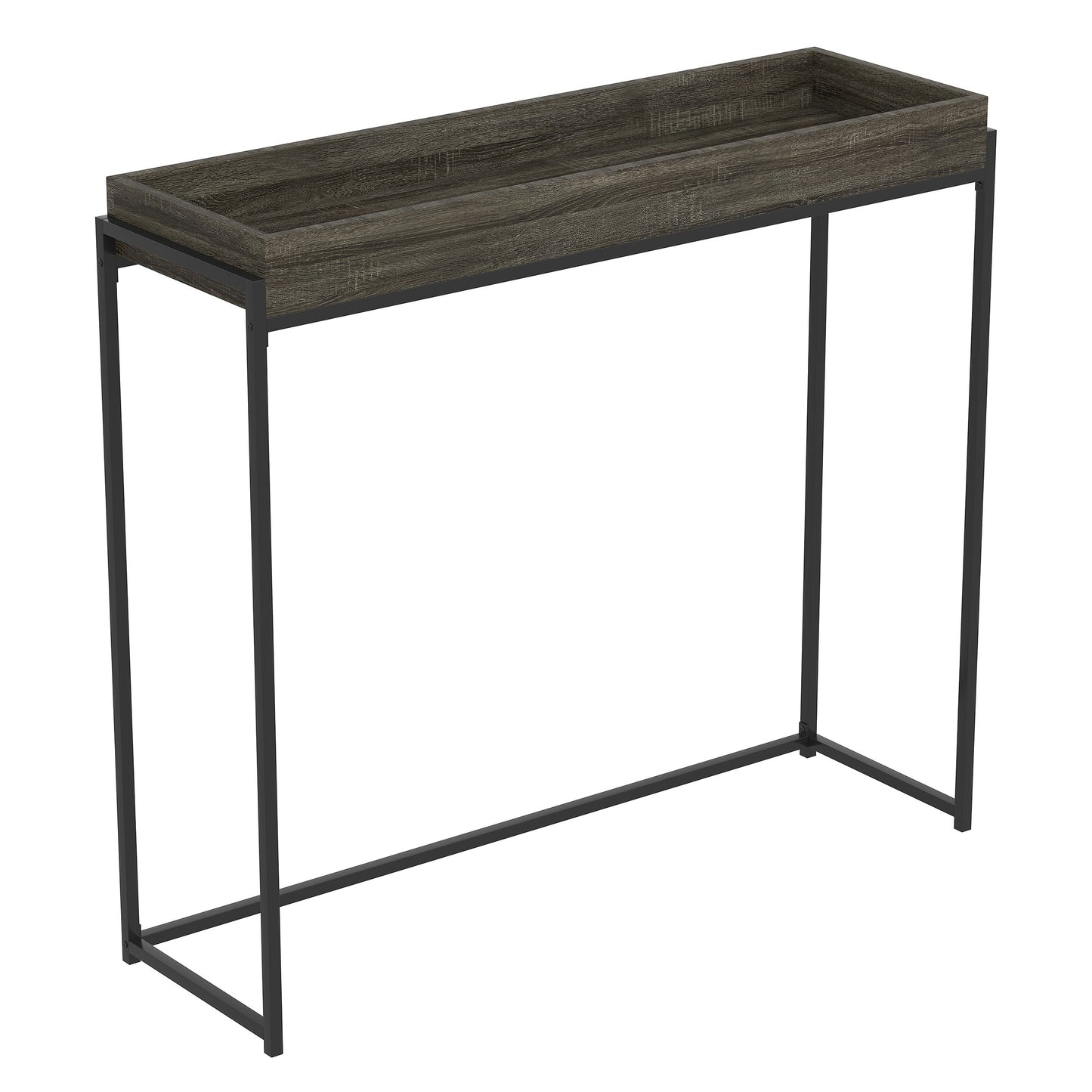 Safdie & Co. Console Table 39.5" Dark Grey Sunken Tray, Entryway or Sofa Table for Living Room