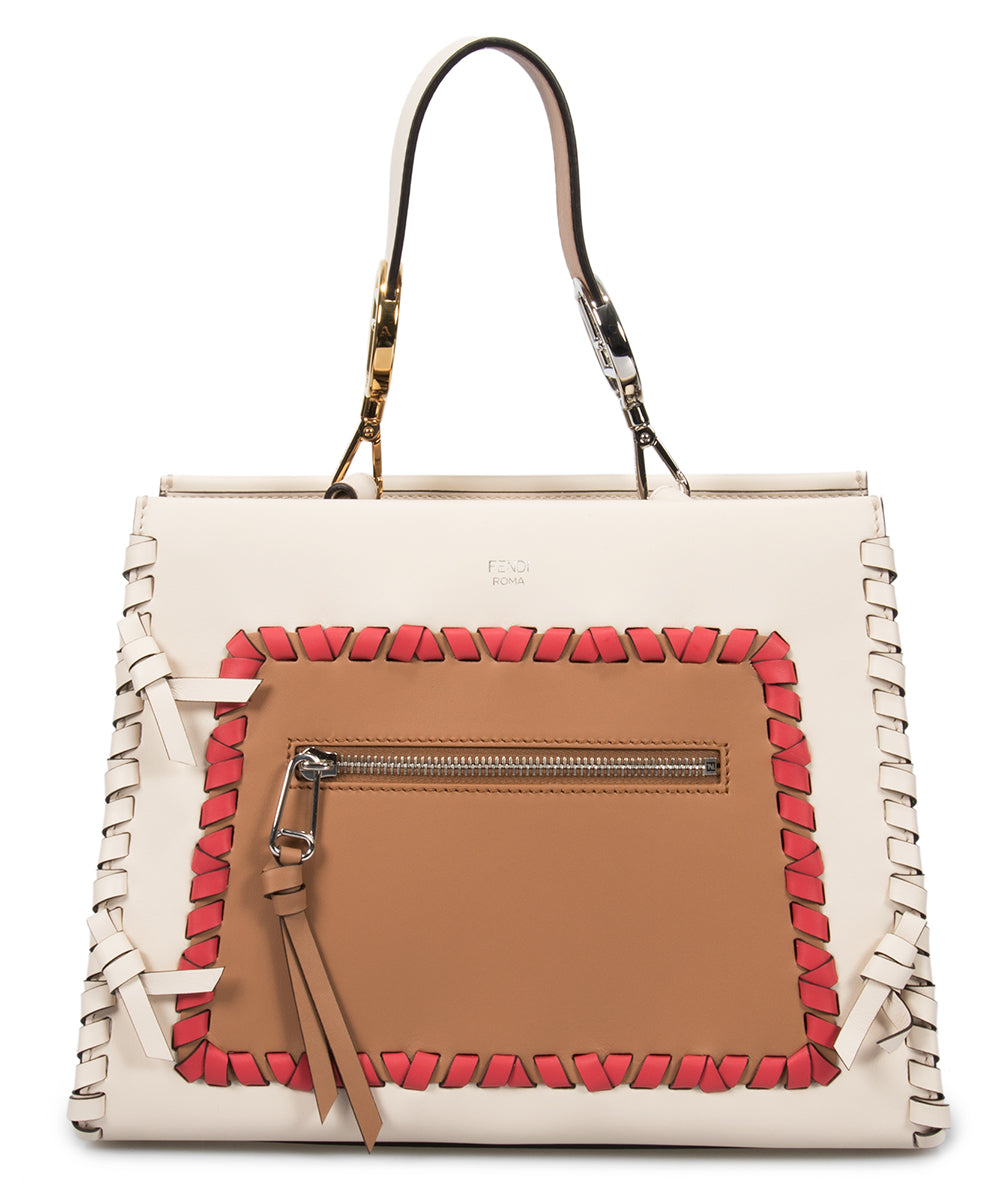 title:Fendi Small White Runaway Leather Bag;color:White