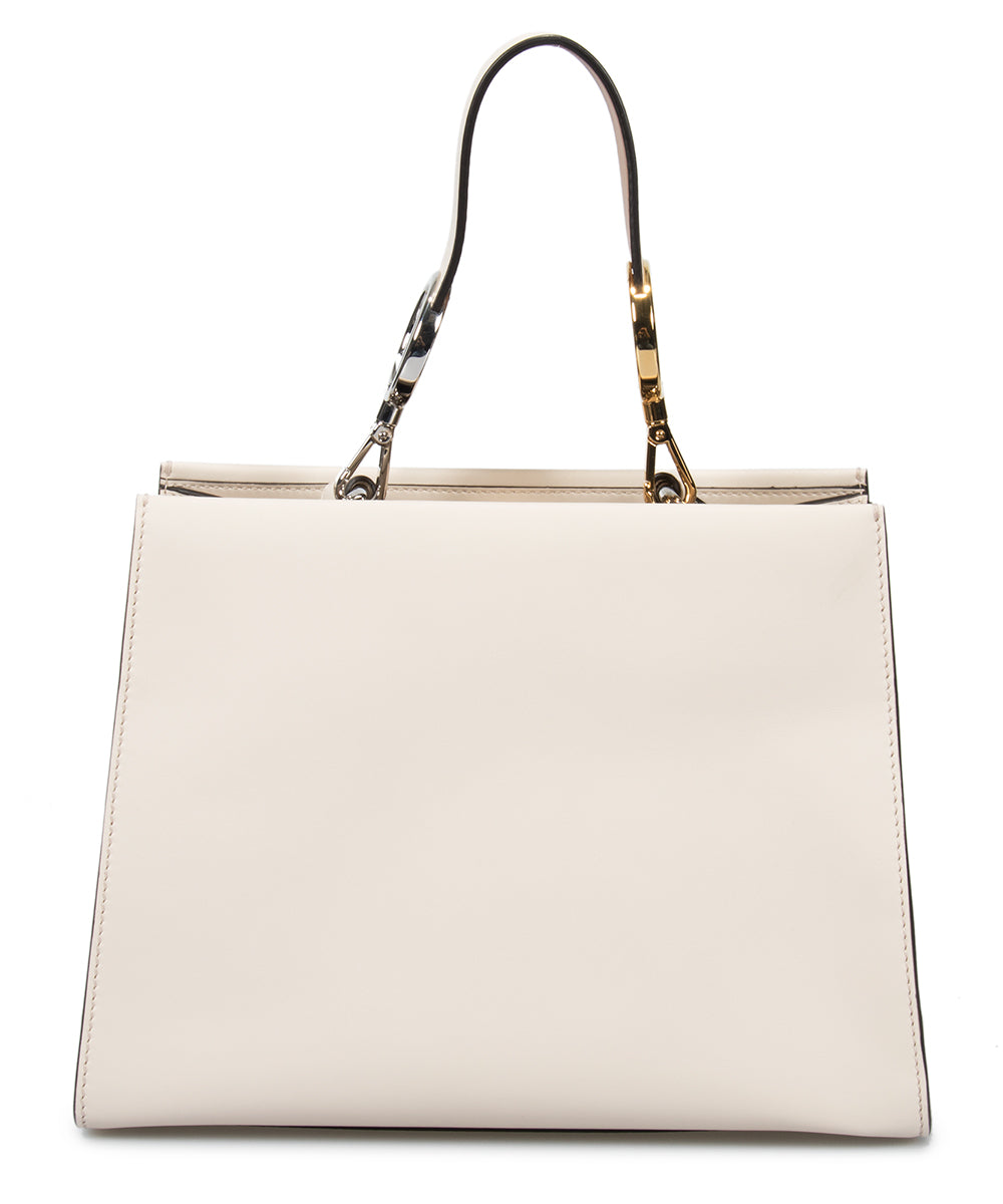 title:Fendi Small White Runaway Leather Bag;color:White