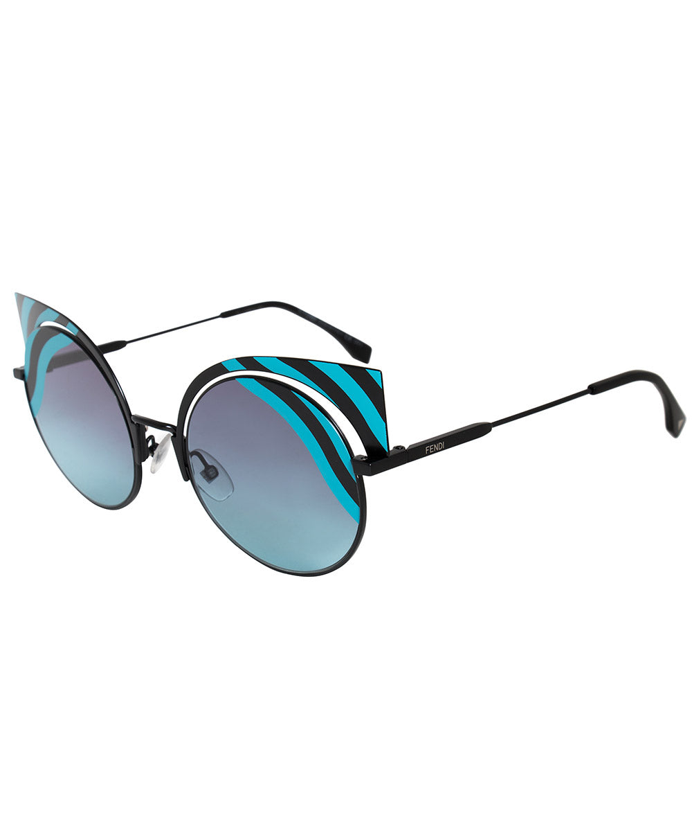 title:Fendi Hypnoshine Cat Eye Sunglasses FF0215S 0LB JF 53;color:Black