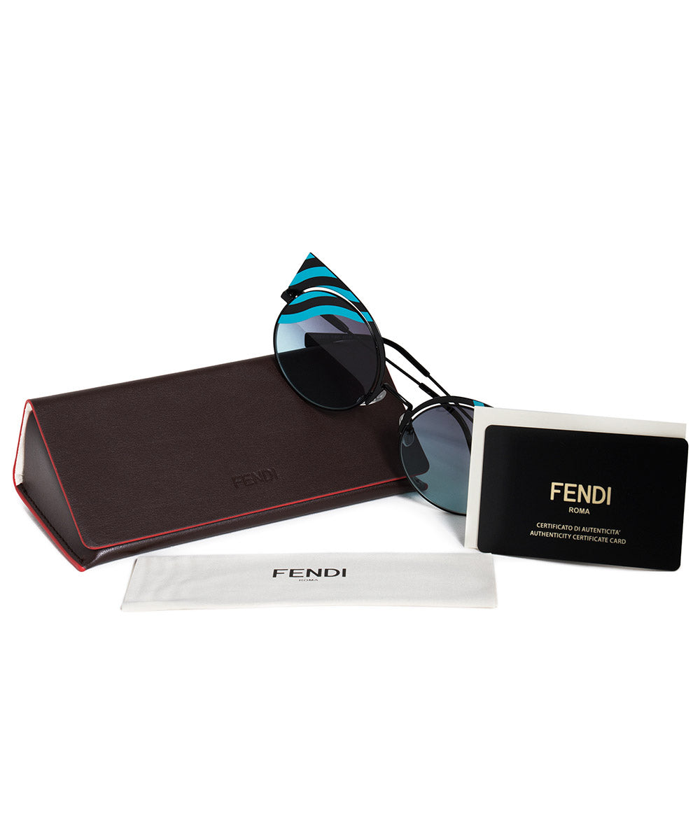 title:Fendi Hypnoshine Cat Eye Sunglasses FF0215S 0LB JF 53;color:Black