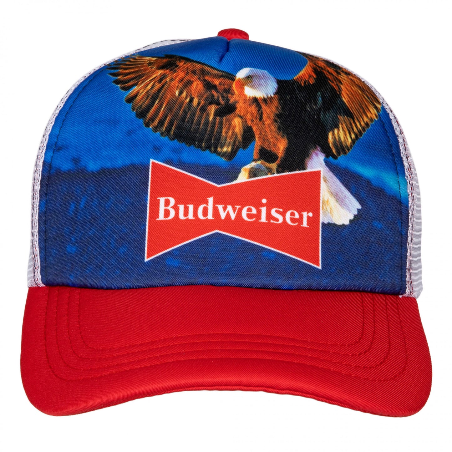 title:Budweiser Eagle Mesh Back Snapback Trucker Hat;color:Red