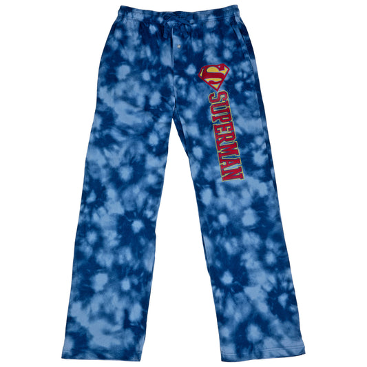 title:Superman Logo Tie-Dye Pajama Pants;color:Blue