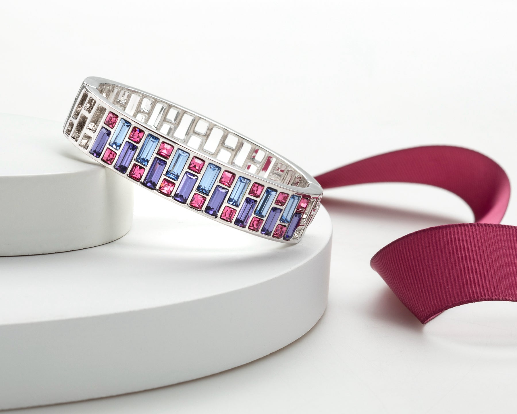 Geometric Cutout Bangle With Swarovski