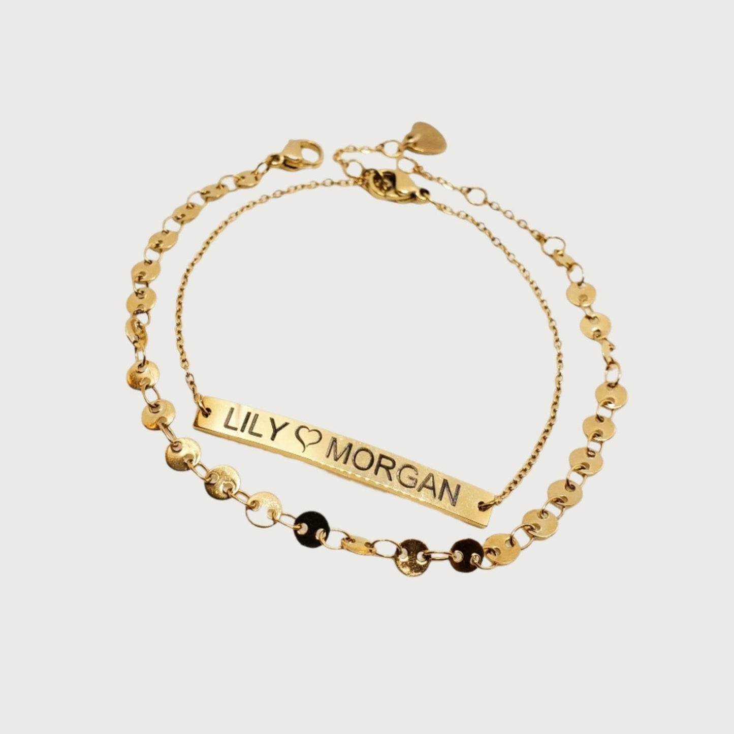 title:Personalized Double Long Bar Bracelet;color:Gold