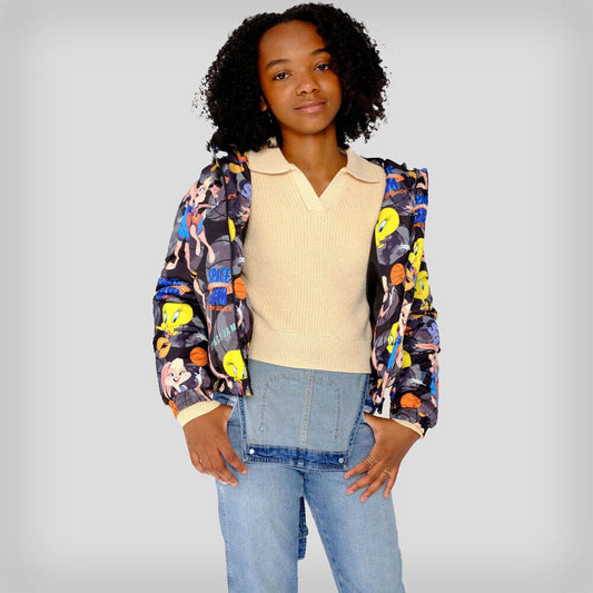 Members Only Girl's Heavy Quilted Puffer in New Looney Mash Jacket - Ruumur