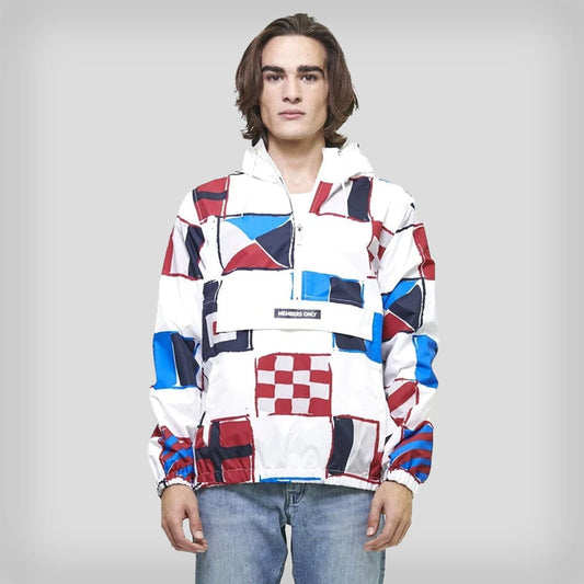 Members Only Men's Flag Print Pullover Windbreaker Jacket - Ruumur