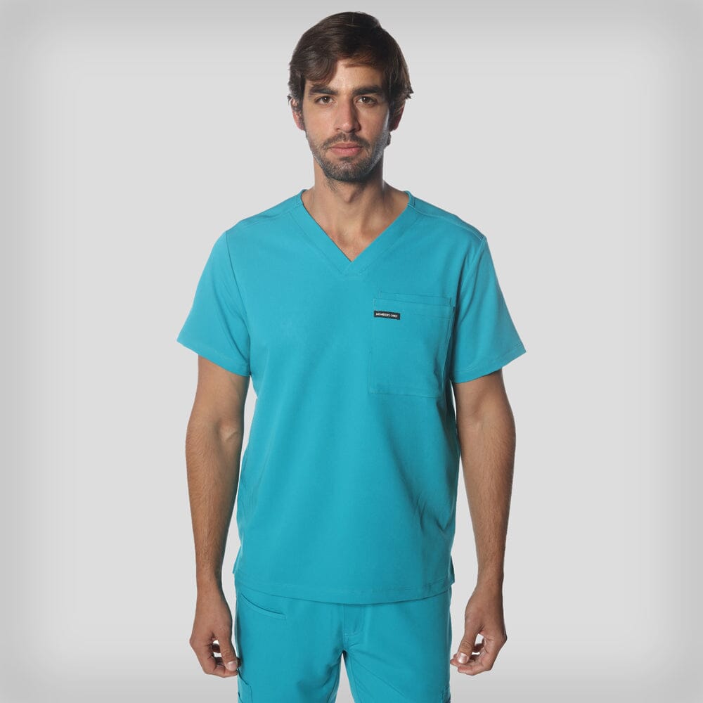 Brighton 3-Pocket Scrub Top Mens Scrub Top Members Only Teal Small 